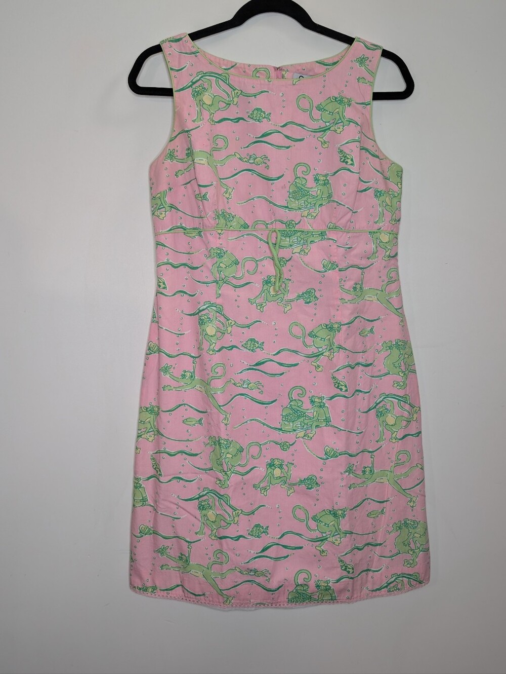 Lilly Pulitzer Pink Green Monkey Print Cotton Shift Dress Size 8 Preppy Resort - Picture 2 of 5